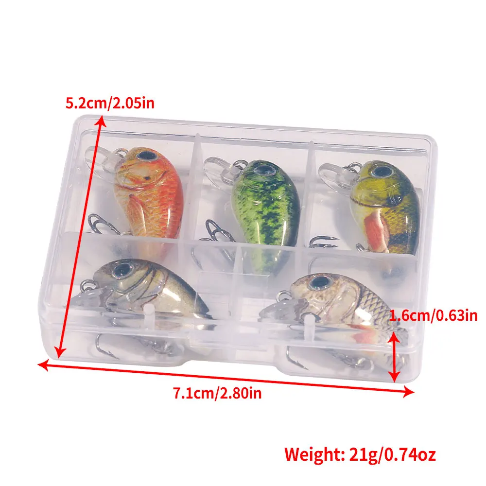 5pcs Mini Crankbaits Bass Fishing Lure Set 2.8cm/1.1inch 2g Artificial Baits  Topwater Crank Wobblers For Pike Fishing - AliExpress