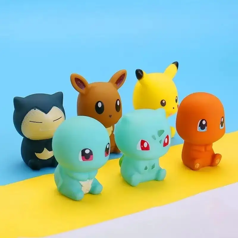 Pokemon 6pcs/set Baby Bathroom Toys Pikachu Bulbasaur Charmander Squirtle Eevee Action Figure Soft Vocal Kids Bath Doll Gifts - Image 3