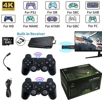 Videogioco Sticks M8 Console 2.4G Doppio controller wireless Game Stick 4K 10000 giochi 64GB Gioco retrò per DropShipping Regalo di Natale 1