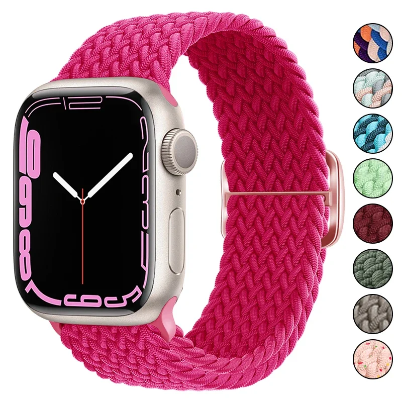 Gevlochten Solo Lus Voor Apple Watch Ultra Band 40Mm 44Mm 41Mm 38Mm 49Mm 45Mm Elastische Nylon Armband Iwatch Serie 9 8 7 3 Se Strap