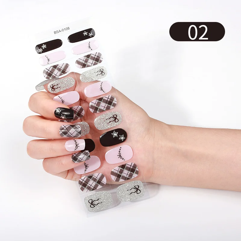 20 Stück UV Gel Nagelfolien – Halbgehärtet, Selbstklebend – Französisch-Look „Regenbogenstrand“ – Inkl. Zubehör