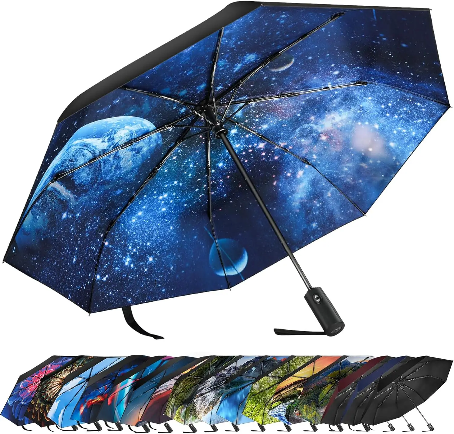 

Компактный Автоматический прочный, ветрозащитный, складной, легкий, складной дорожный Зонт с принтом для мужчин и женщин