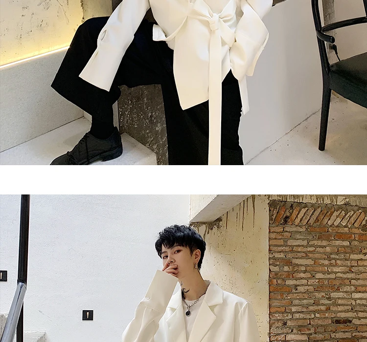 Description Picture 5 of itemMen Design Irregular Blazers Spring Men Blazer Smart Casual Jacket Solid Camel Cotton Business Suit Jackets Male Officer Sashes