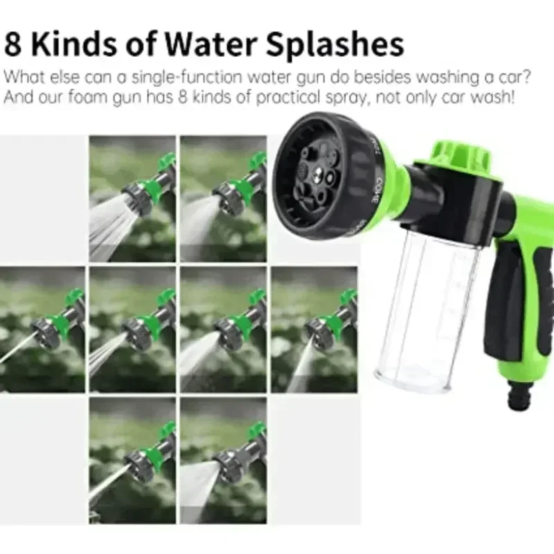New High Pressure Foam Water Gun 8 In 1 Garden Watering Hose Nozzle Sprinkler Soap Dispenser Pet Shower Spray Gun Car Wash Tool 3