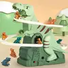 DIY Rail Racing Track Electric Little Yellow Duck Climbing Stairs Toy Pig Action Figures Music Roller Coaster Toy For Kids Gifts 1