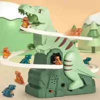 DIY Rail Racing Track Electric Little Yellow Duck Climbing Stairs Toy Pig Action Figures Music Roller Coaster Toy For Kids Gifts 1