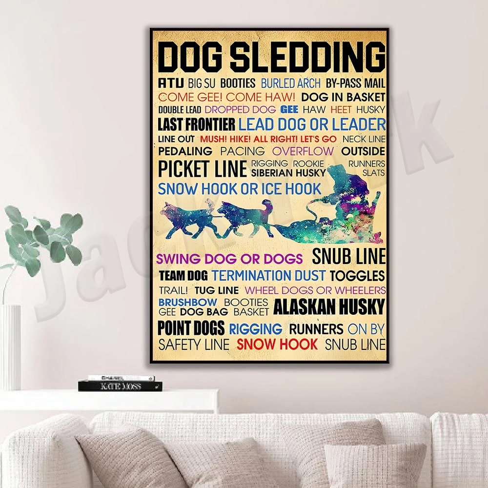 

Dog Sled Retro Club Decor Snow Hook or Ice Hook Poster Home Couple Room Outdoor Wall Decor