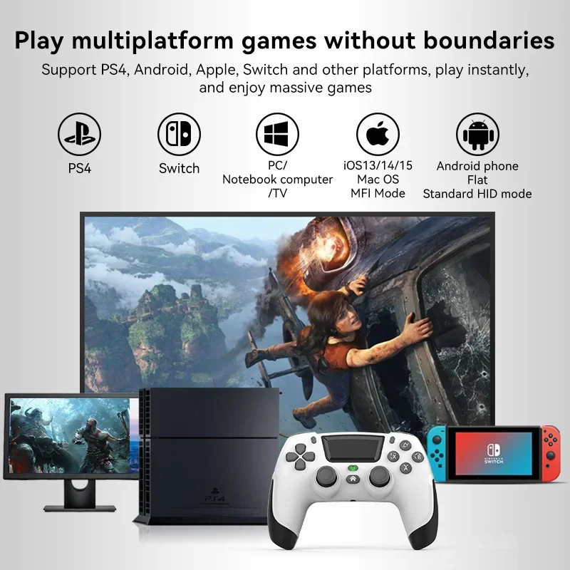 P06 Wireless BT5.0 Gamepad for PS4 PS5 Switch Console Gaming Controller Joystick with Touch Pad