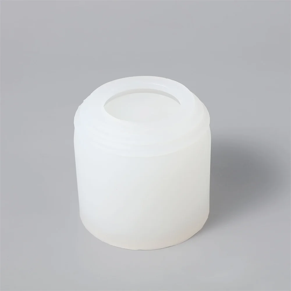 Concrete Candle Jar with Lid Silicone Mold Cylindrical Plaster