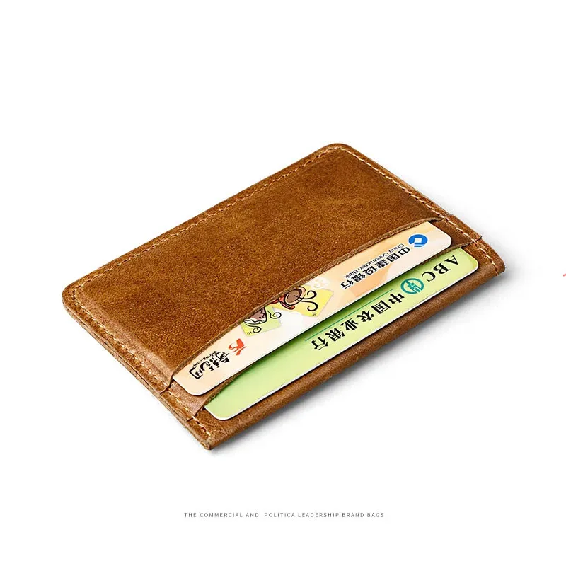 Slim Genuine Leather Credit Card Holder for Men Designer Bussiness Cash Clip