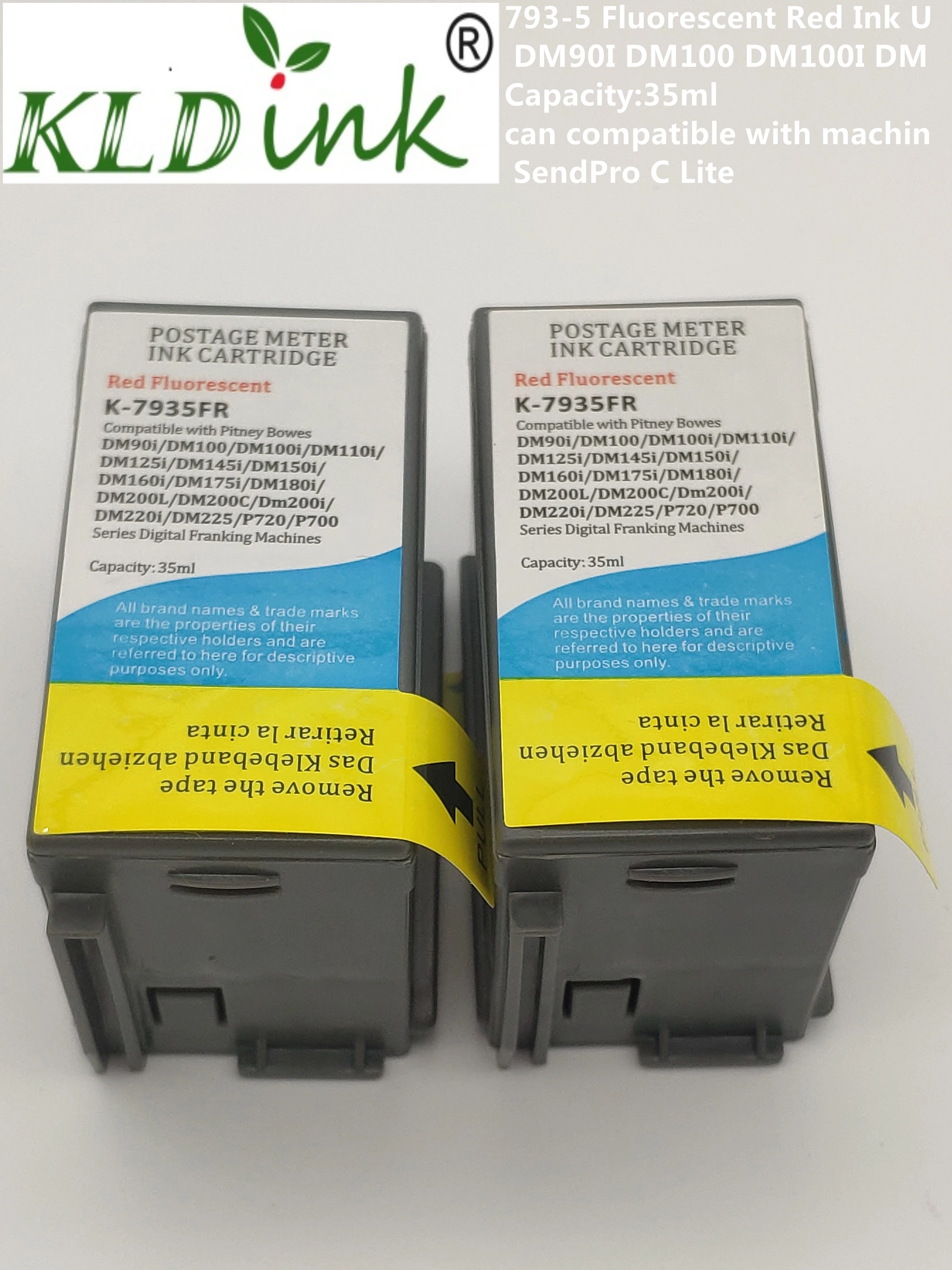 2pc Fluorescent Red 793-5 Postage Meter Ink For Pitney Bowes Dm90i