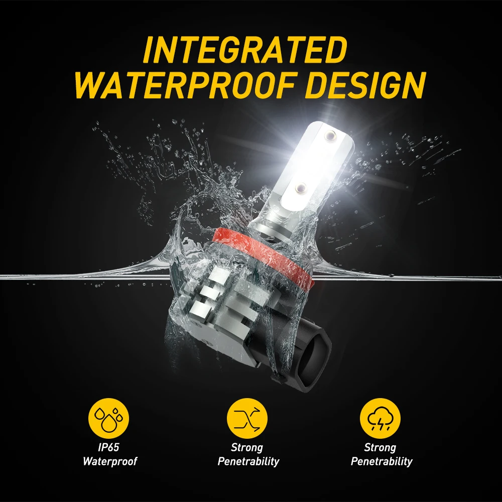 AUXITO LED 캔버스 안개 라이트 옐로우, 도요타 닛산 혼다 푸조 H16 JP H9 용, LED 전구, 주간 주행등, 2X H11 H8, 12V DRL