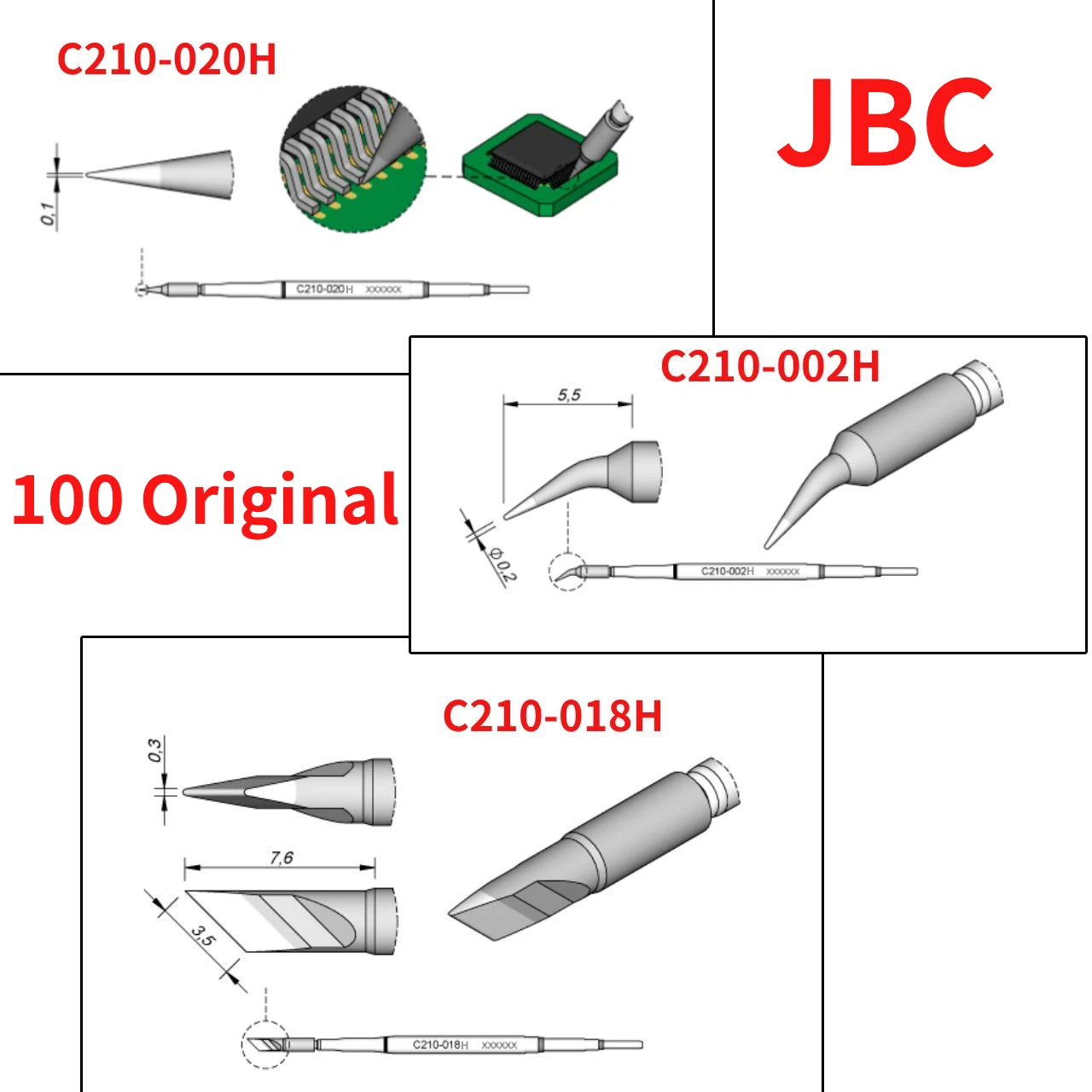 JBC C210 Tip Soldering Iron Tip For JBC CDS Soldering Station T210-A Handle Phone Repair