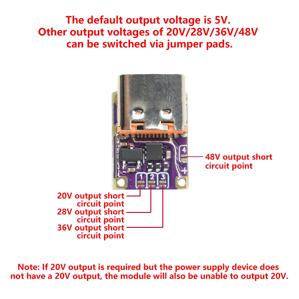 1-5pcs PD QC Fast Charging Type-C Trigger Module 5V-20V/20V-48V Output DIY Power Bank Charging Decoy Module for Electronics 5
