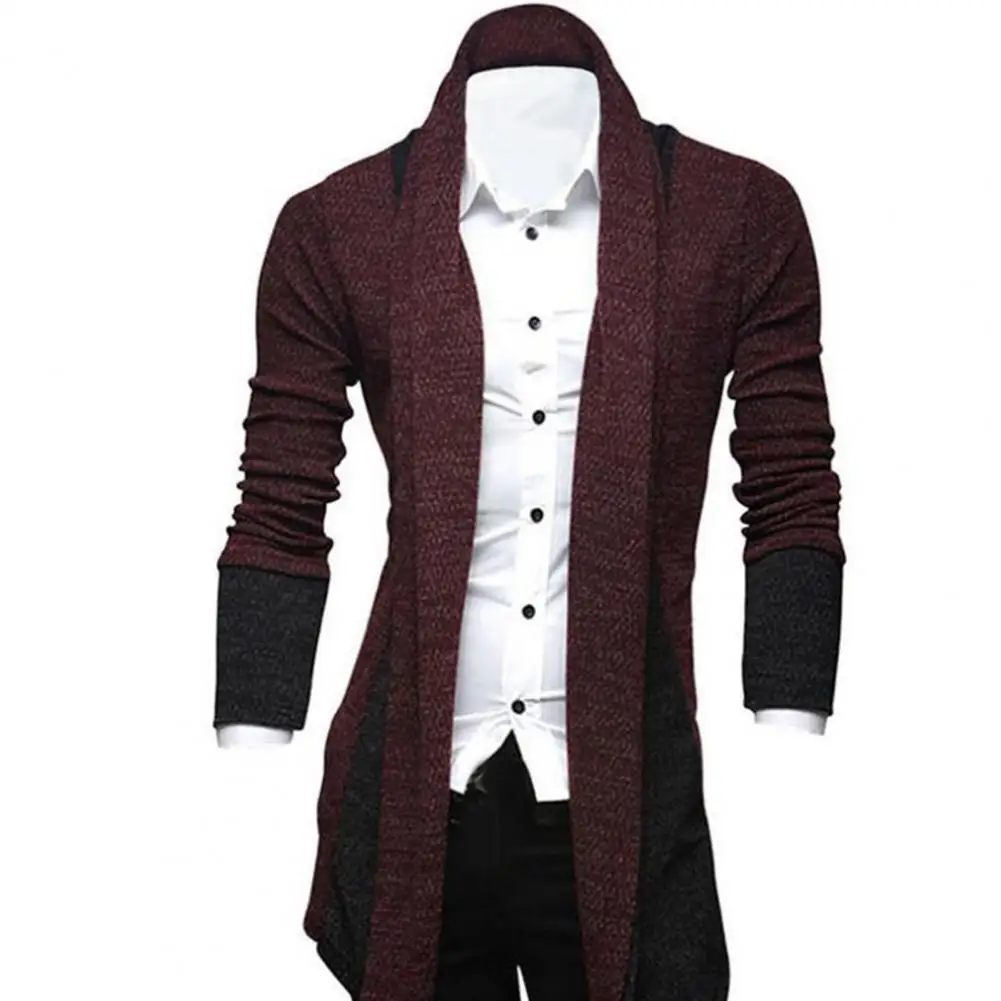 

Unique Cardigan Coat Men Long Sleeves Cardigan Coat Skin-friendly Warm Knitwear for Travel