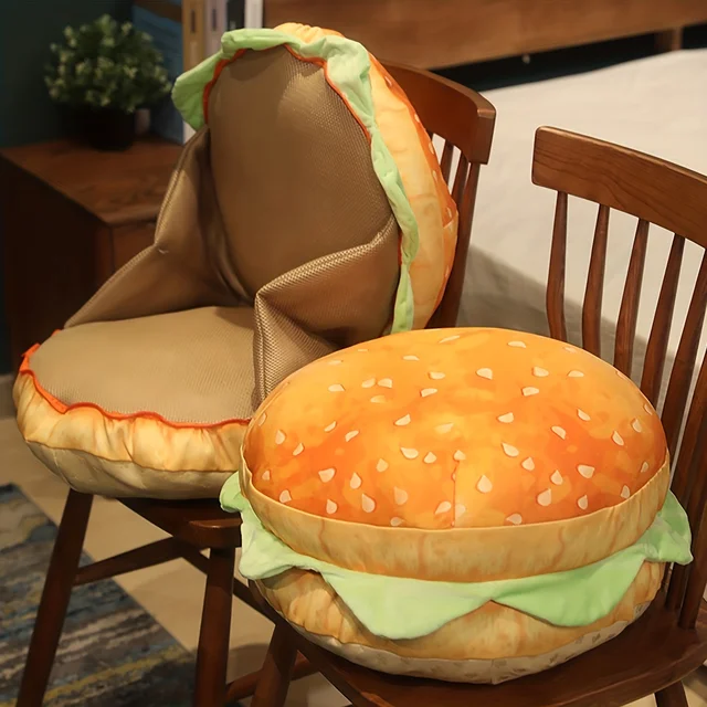Cuscino Hamburger Morbido 30x30 Cm - Peluche Divano Decorazione Cibo 3D, Regalo Divertente