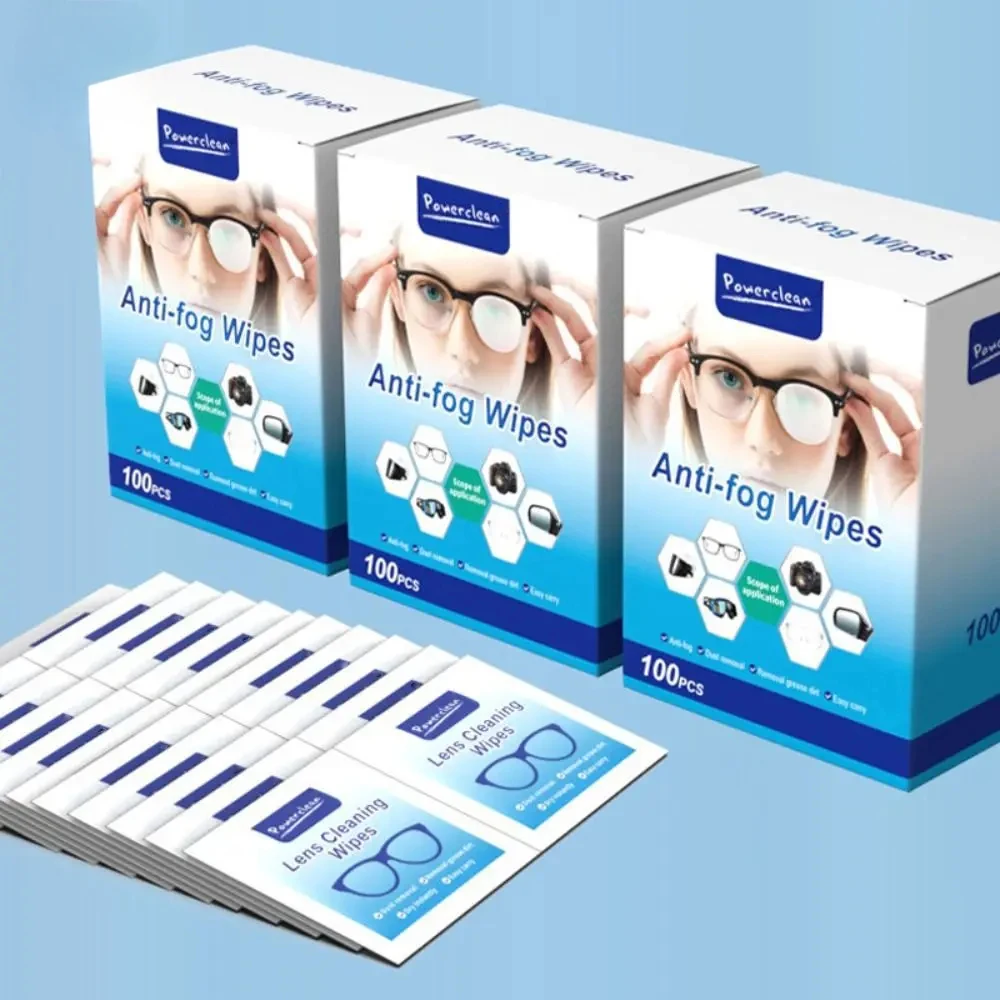 Glasses Cleaner Wet Wipe Disposable Anti Fog Misting Dust Remover Cleaning Lens Wipes Sunglasses Phone Screen 100Pcs/Box
