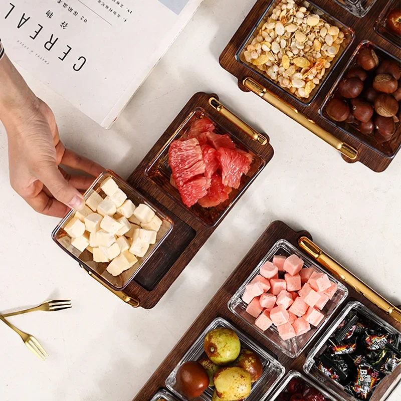Household Dried Fruit Plate KTV Glass Fruit Tray Creative Pane Dried Dish Dim Sum Candy Box Snacks Placed on The Plate
