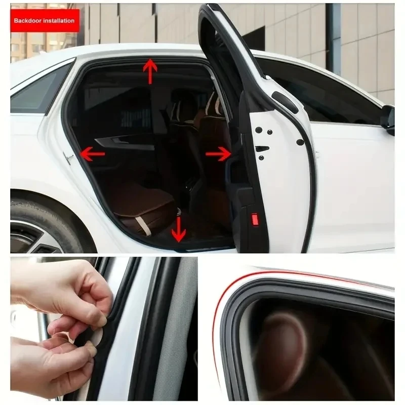 Dual-Layer Waterproof Noise-Insulating Rubber Seal for Car Doors, Hood, and Trunk