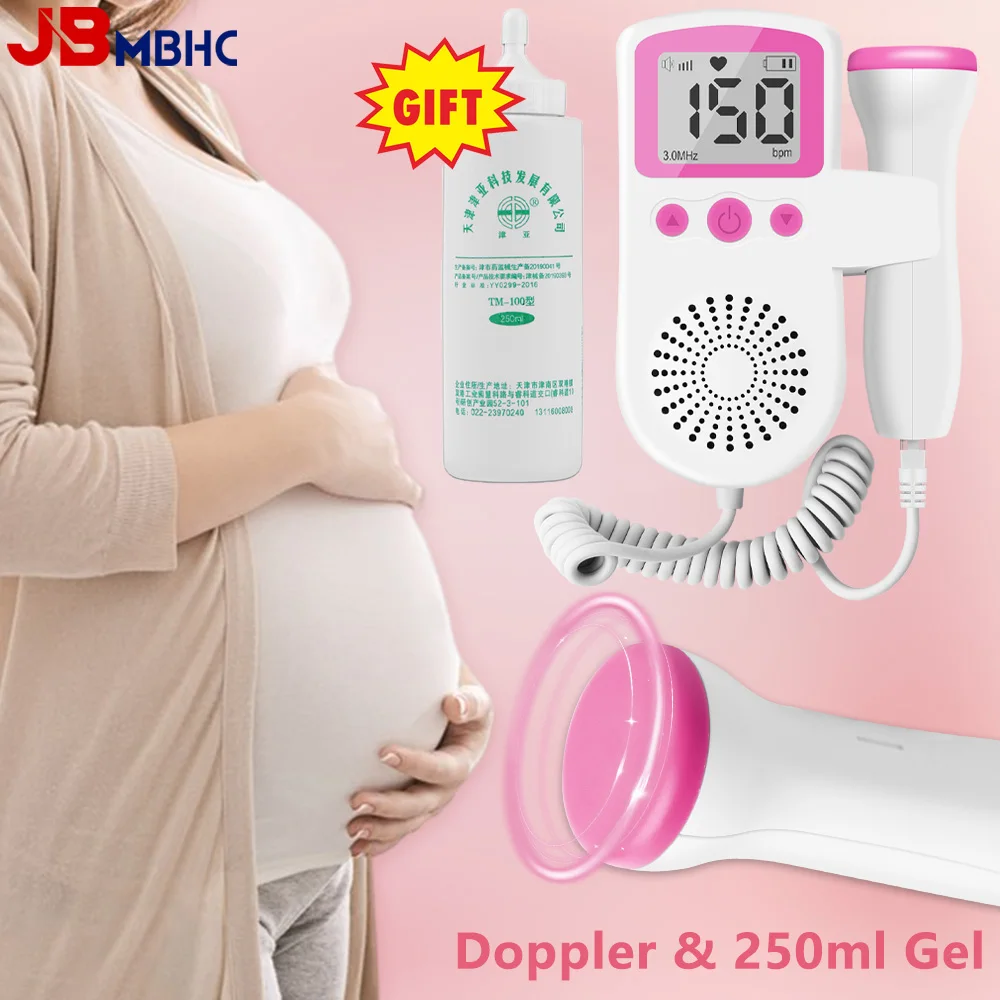 2.5MHz/3MHz Doppler Fetal Heart Beat Monitor with 250ml Ultrasonic Gel
