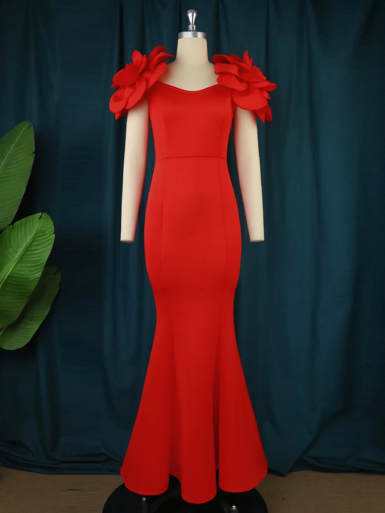 Mermaid Dresses Plus Size Appliques High Waist Bodycon Evening Party Outfits for Women Birthday Cocktail Event Celebrity Gowns