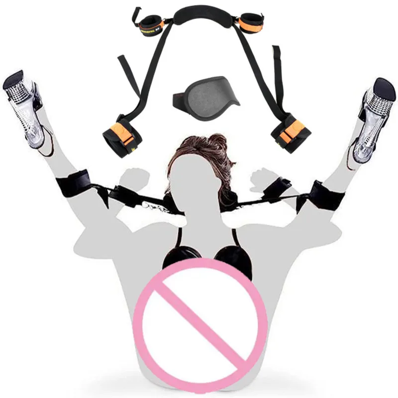 Adult Games Erotic Toys BDSM Bondage Harness Handcuffs Ankle Cuffs Set Restraint Open Leg Sex Toys For Couples With Eyemask