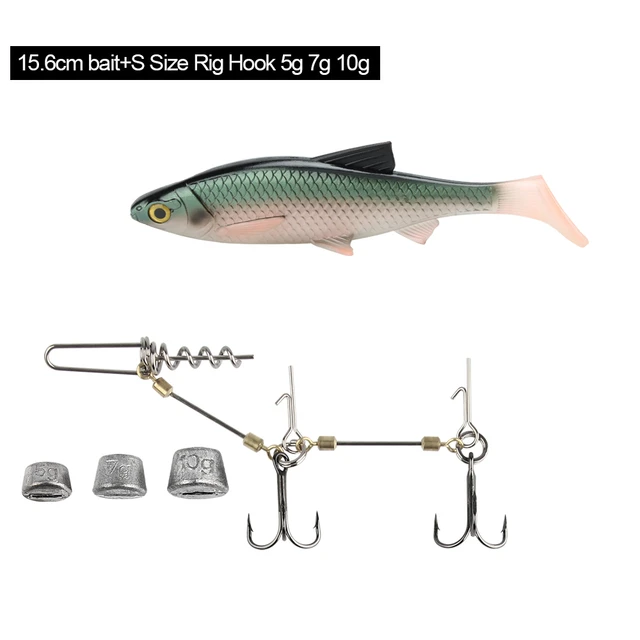 Spinpoler 20cm Soft Baits 3d River Roach With Stingers Rig Hook Set 5g 10g  20 Fishing Lure Kit For Sea Bass Pike Fishing Tackle - AliExpress