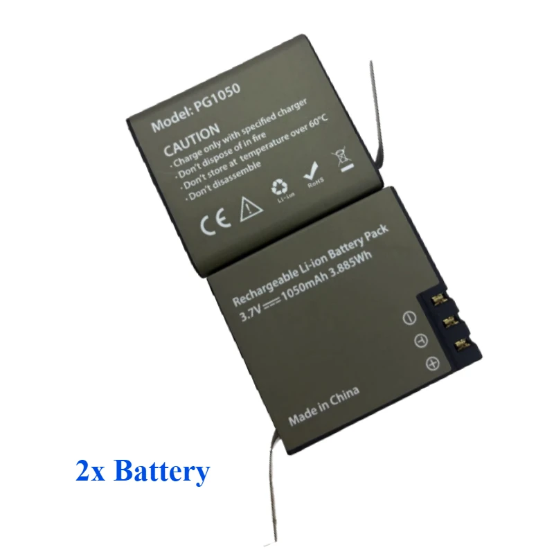 Batterie Rechargeable pour Caméra Action - Lot de 1 ou 2