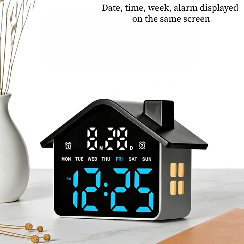 LED Digital Alarm Clock with Voice Control, Date Display, Adjustable Brightness, and Night Light