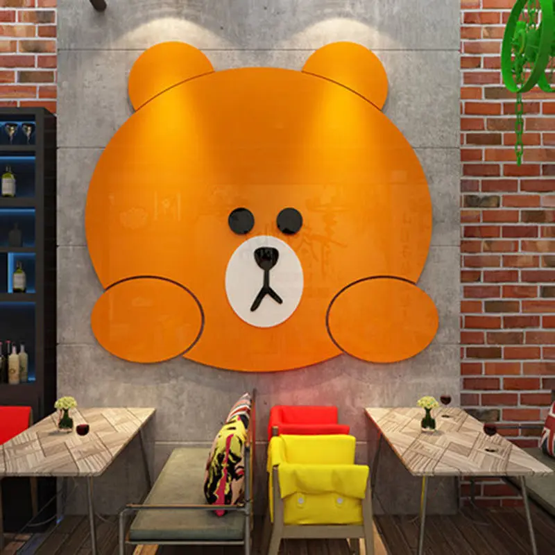 

Kawaii Bear Acrylic Wall Sticker DIY Self-adhesive Wall Decal Art Wallpaper Living Room Home Aesthetic Accessories Wall Decor