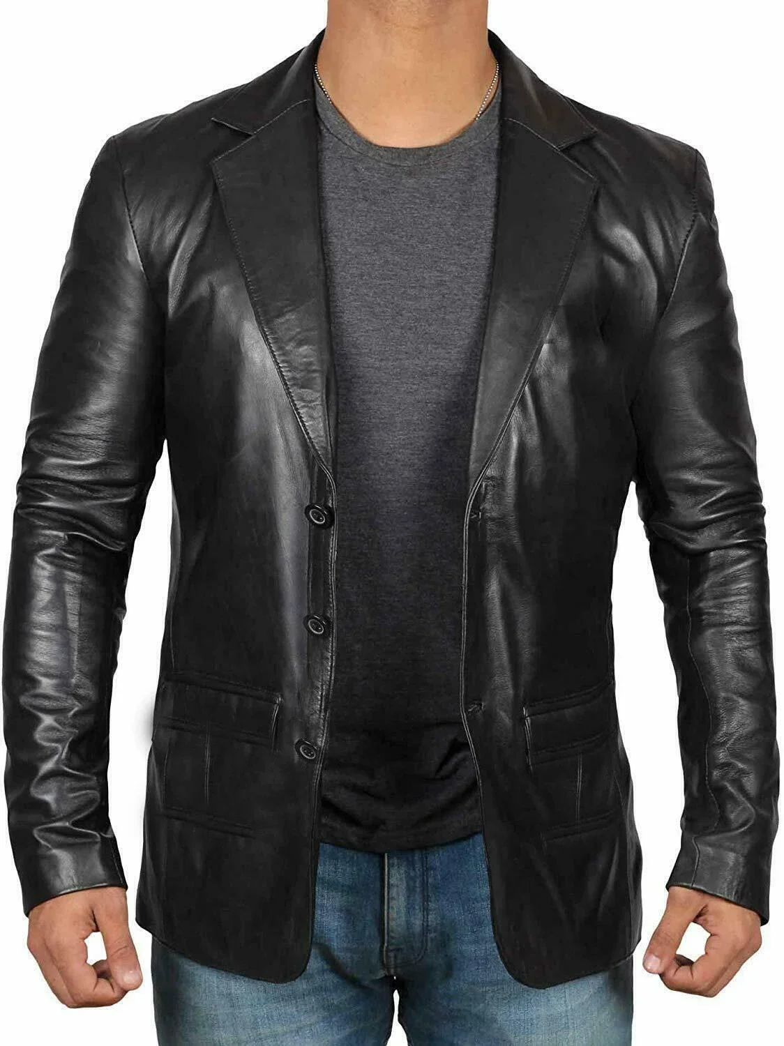 Spring Autumn Fashion Men's Lapel Leather Dress Suit Coat Male Casual Pu Blazers Jacket