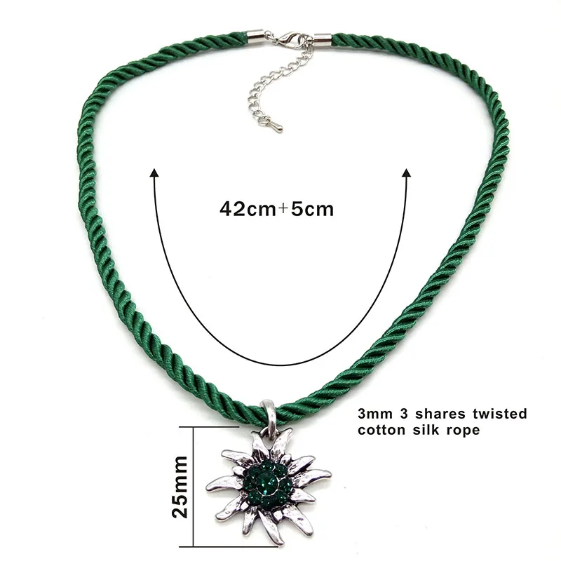 Trendy Popular Mountain Flowers Pendants Vintage Edelweiss Necklaces For Women Party Luck Rope Chain Choker Jewelry Gift 6