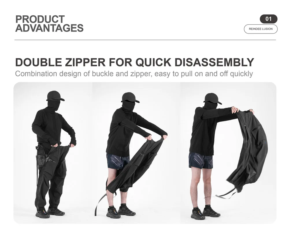 Reindee lusion 23aw quick release zipper waterproof pants integrated waist adjustment multiple pockets techwear gorpcore