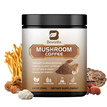 Mushroom Coffee Supplement 10 Mushroom Blend- Lion's Mane, Chaga, Cordyceps Brain Supplements for Energy, Memory and Immunity 1