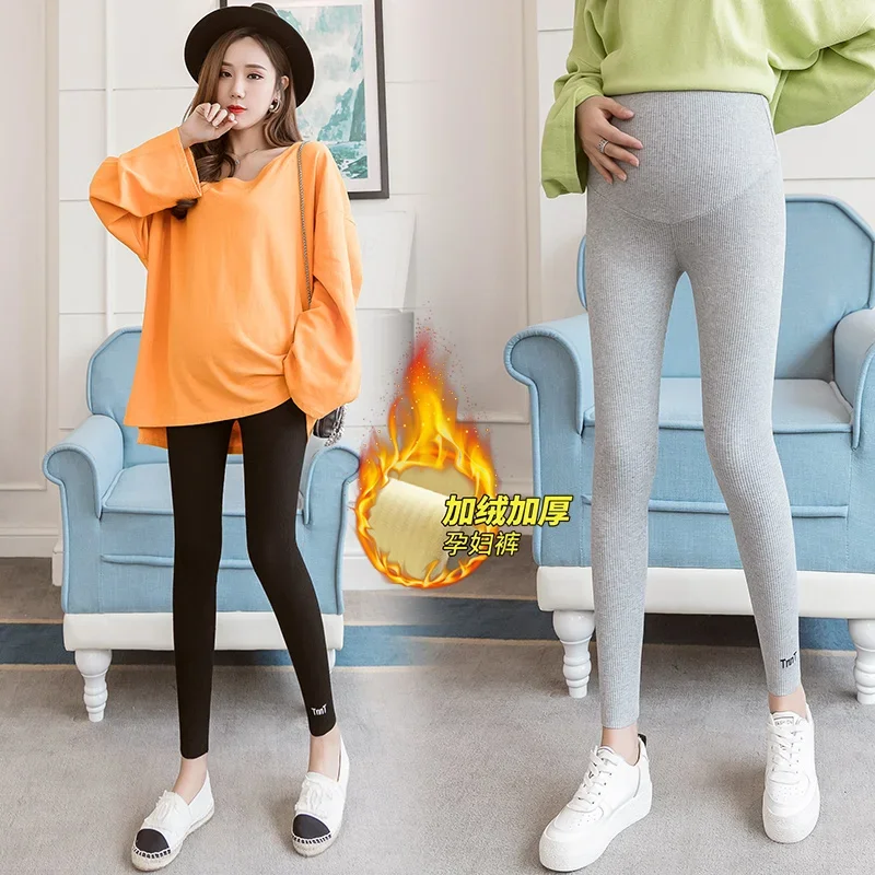 Velvet Maternity Leggings Pants For Pregnant Women Warm Winter Clothes Thickening Pregnancy Trousers Clothing