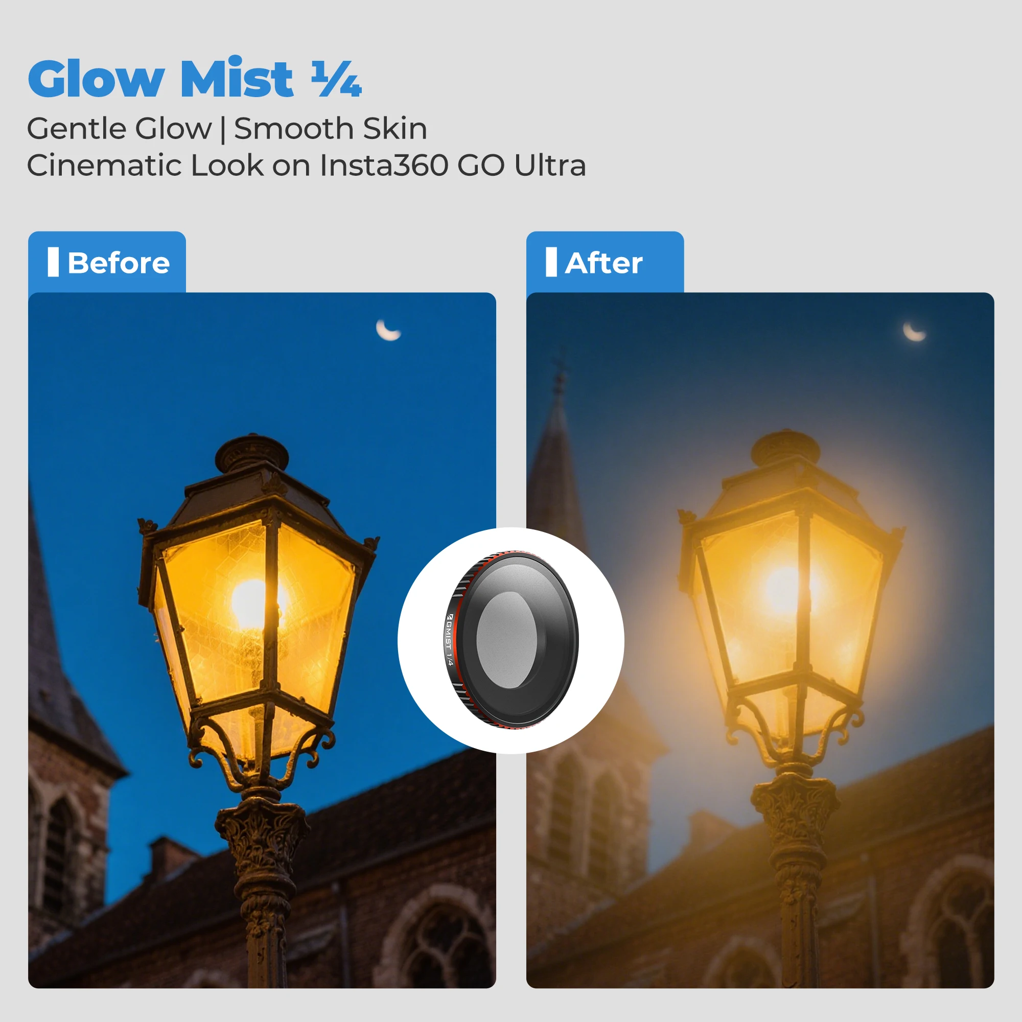 Single Camera Filters Glow Black Mist and UV Filters for Insta360 GO Ultra Camer