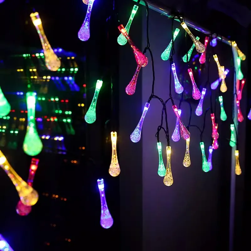5-12m Water Droplets Solar String Lights Waterproof Outdoor Decoration Garland Fariy Lights Christmas Wedding Party Garden 4