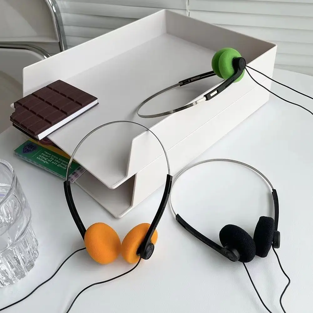 Sports Fashion Classic Vintage-80's Headphones Wired Portable Retro Headphone Adjustable ABS Wired Small Headphones Laptop