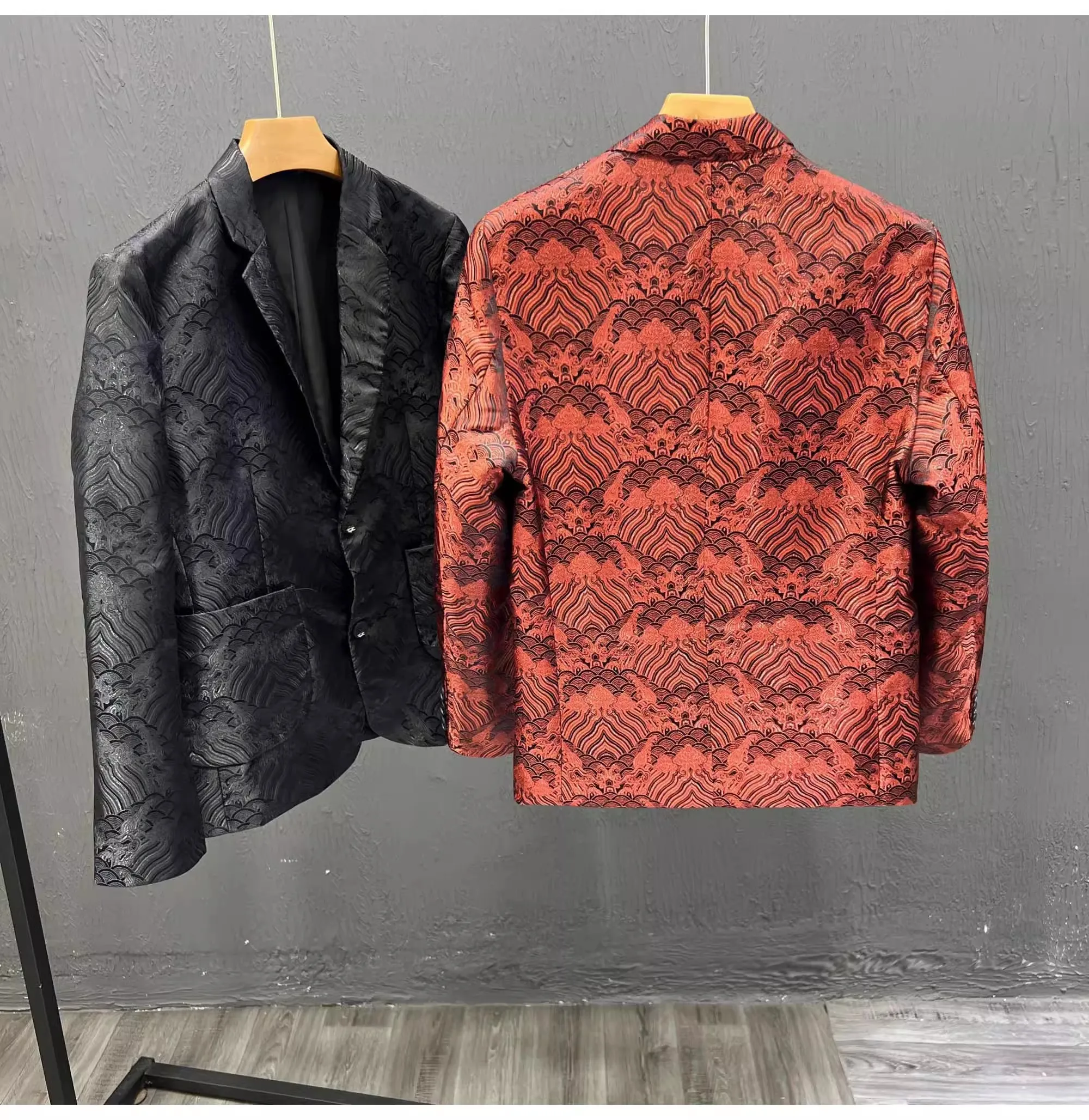 J-6024 High end patterned men's suit jacket for spring and autumn slimming performance clothing, suit