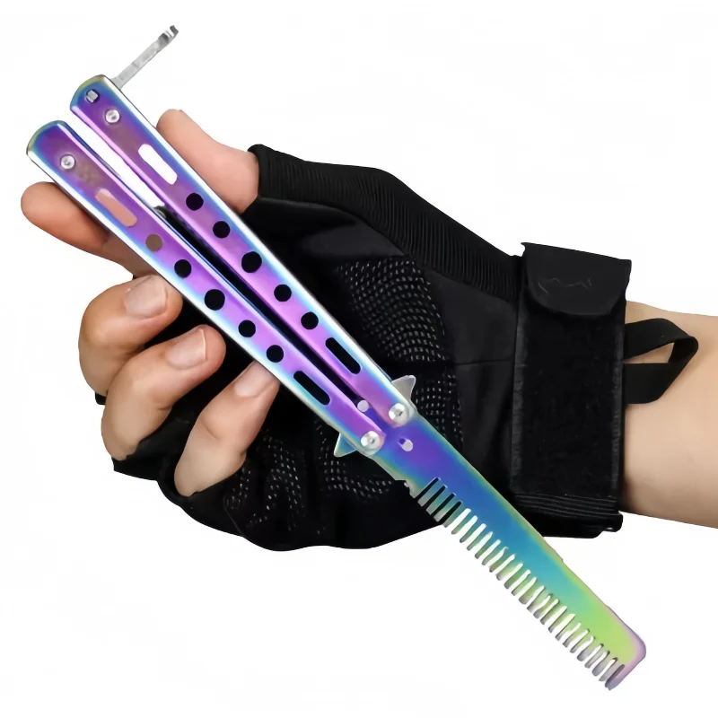 Foldable Comb Stainless Steel Practice Training Butterfly Knife