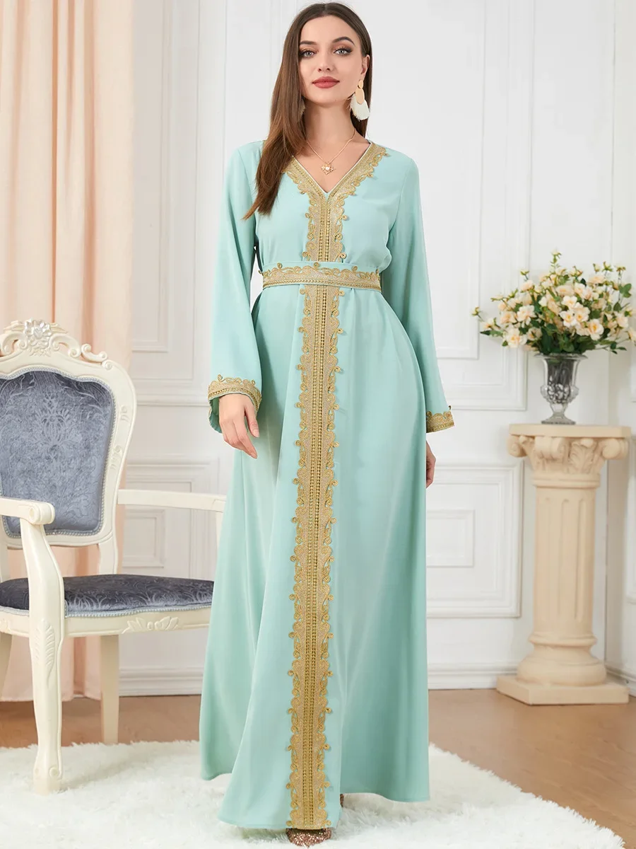 Bluelucon Abaya Musulmano Donna Islamica Medio Oriente Dubai Turchia Maxi Abaya Set Lungo Elegante Turco Musulmano Vestito Lungo Set Lunghezza Con Hijab 0620b Nero S 119873840