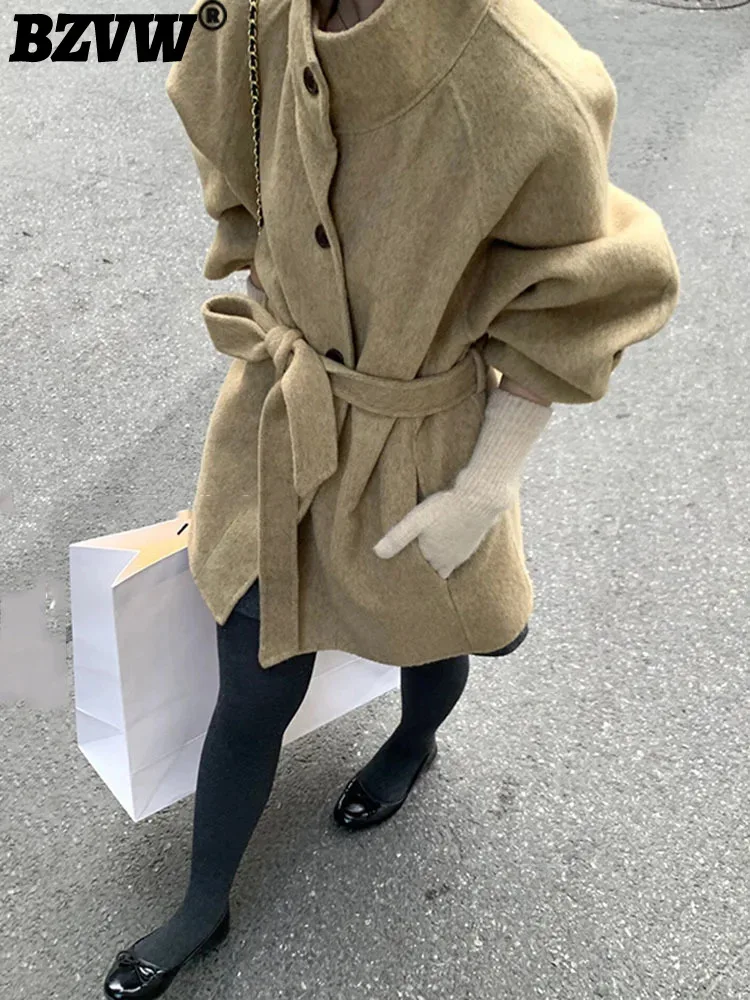 

BZVW Short Khaki Woolen Coat For Women Clothing 2023 Winter New Trend Temperament Versatile High-end Office Lady Jacket 25X4020