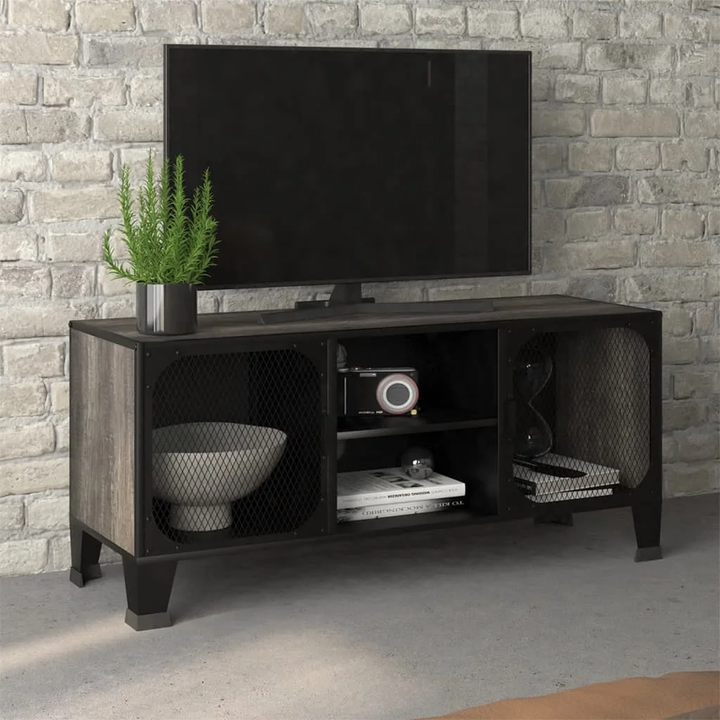 

TV Cabinet Gray 41.3"x14.2"x18.5" Metal and MDF TV Stand Livingroom Furniture