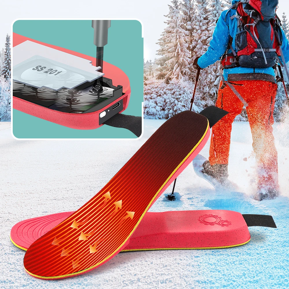 Smart Heated Insoles for Shoes Rechargeable Foot Warming Pad with APP Control Adjustable Heating for Warmer Winter Outdoor