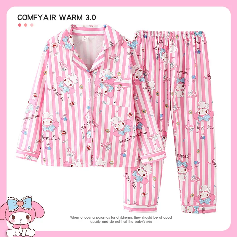 

Sanrio Cinnamoroll Pajamas Kids Kuromi My Melody Hello Kitty Home Clothes Winter Cartoon Anime Cute Long Sleeve Gift for Girls