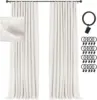 100% Blackout Curtains for Bedroom, Black Out Curtains 96 Inch Long, Clip Rings Linen Blackout Drapes, Thermal Insulated Room 1