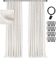 100% Blackout Curtains for Bedroom, Black Out Curtains 96 Inch Long, Clip Rings Linen Blackout Drapes, Thermal Insulated Room 1