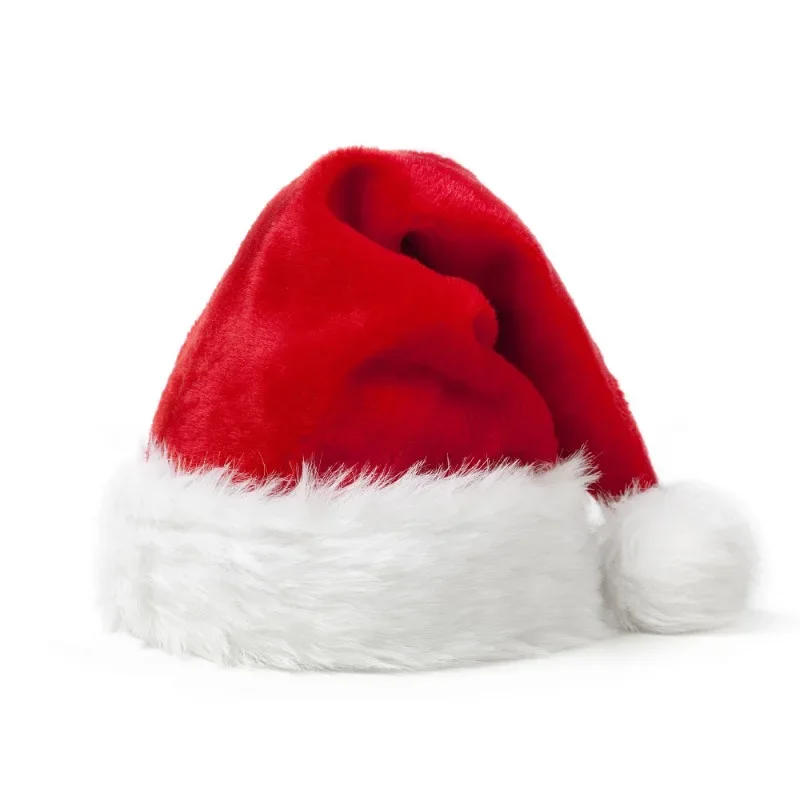 Thickened Christmas Santa Hat for Adults Kids Plush Velvet Santa Claus Caps Hats Xmas Festival Party Decor New Year Gift 5/1PCS