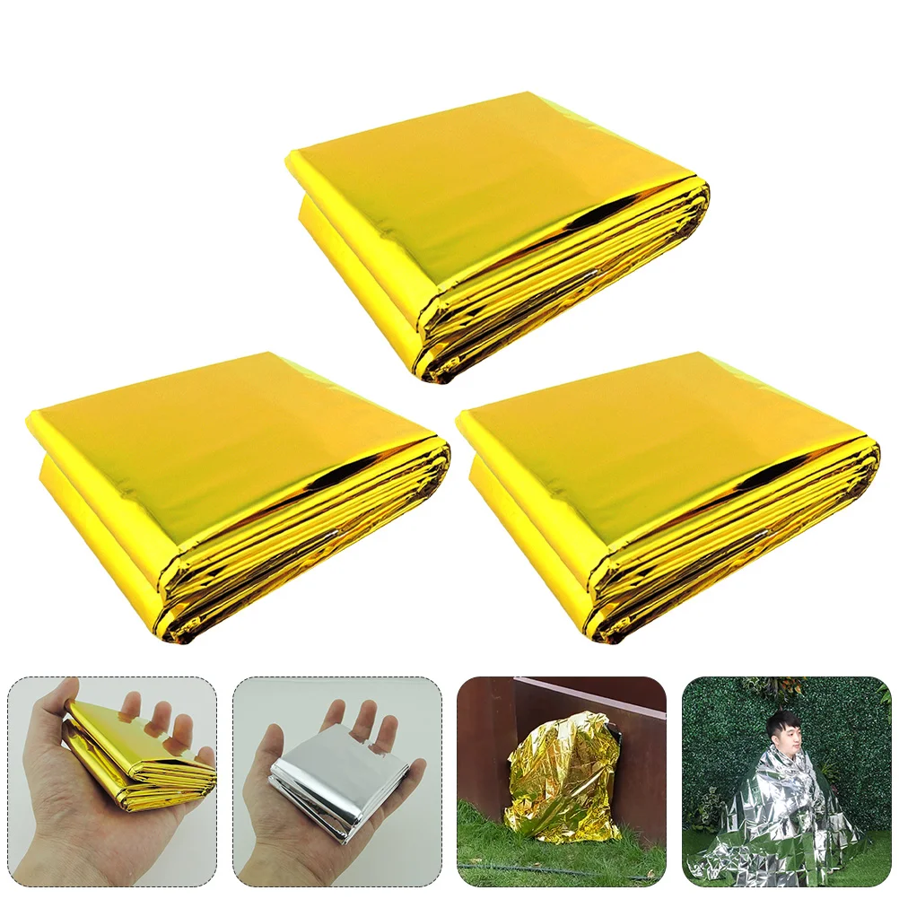 

3 Pcs Aluminum Foil Emergency Blanket Space Blankets Survival Outdoor Thermal Supplies