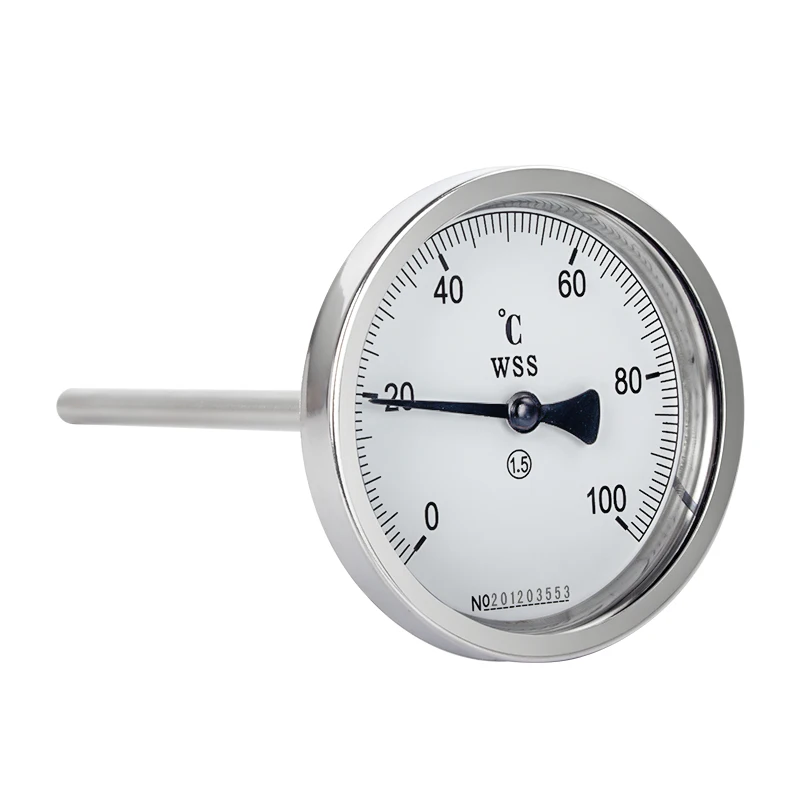 

Биметаллический термометр WSS401/411/481, 0-100 ℃ 0-200 ℃ M27x2, радиальный, осевой, универсальный, 100 мм, циферблат 304 SS, биметаллический термометр